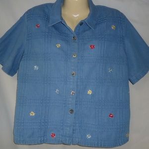 Women's Blue Denim Shirt Size Large